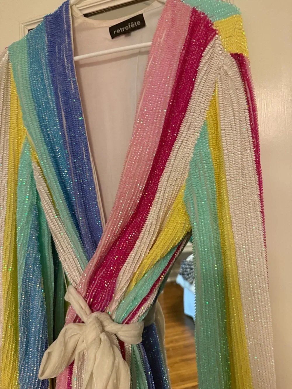 Retrofête Pastel Rainbow Beaded Wrap Jacket - Picture 2 of 3
